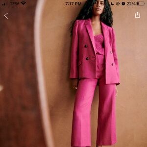 Sezane Martin Crop Trousers Peony - Size 14